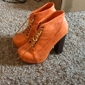 Orange heel bootie